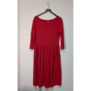 kate quinn Red Midi Dress with Pockets